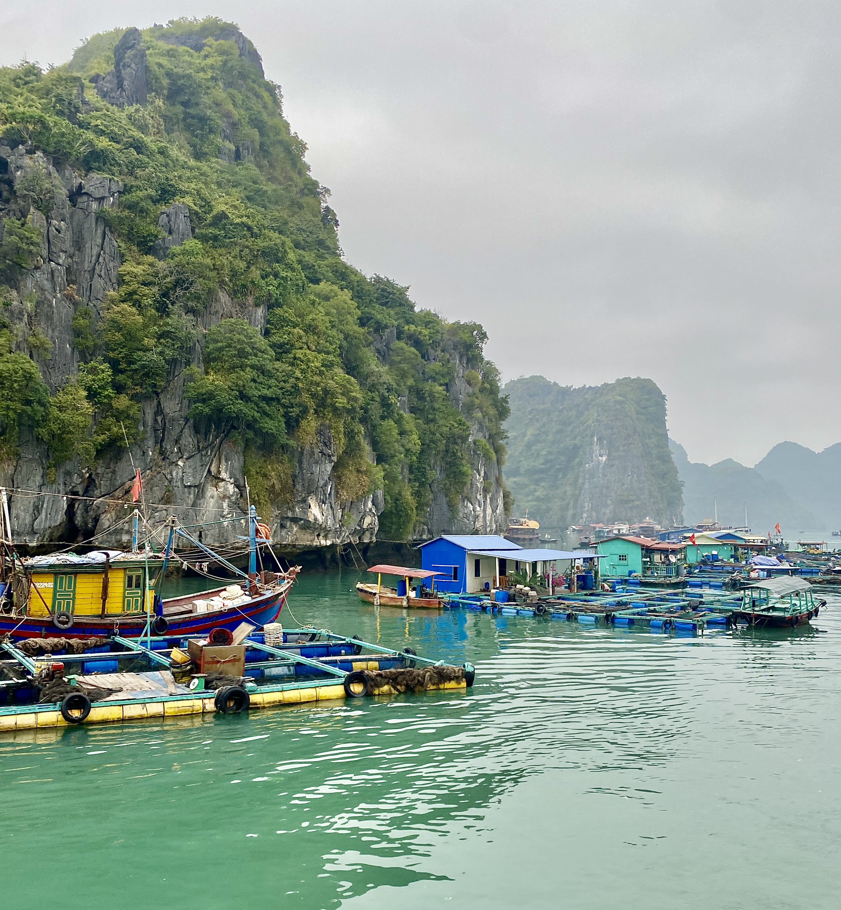 Drijvend vissersdorp in Lan Ha Bay bij Cat Ba