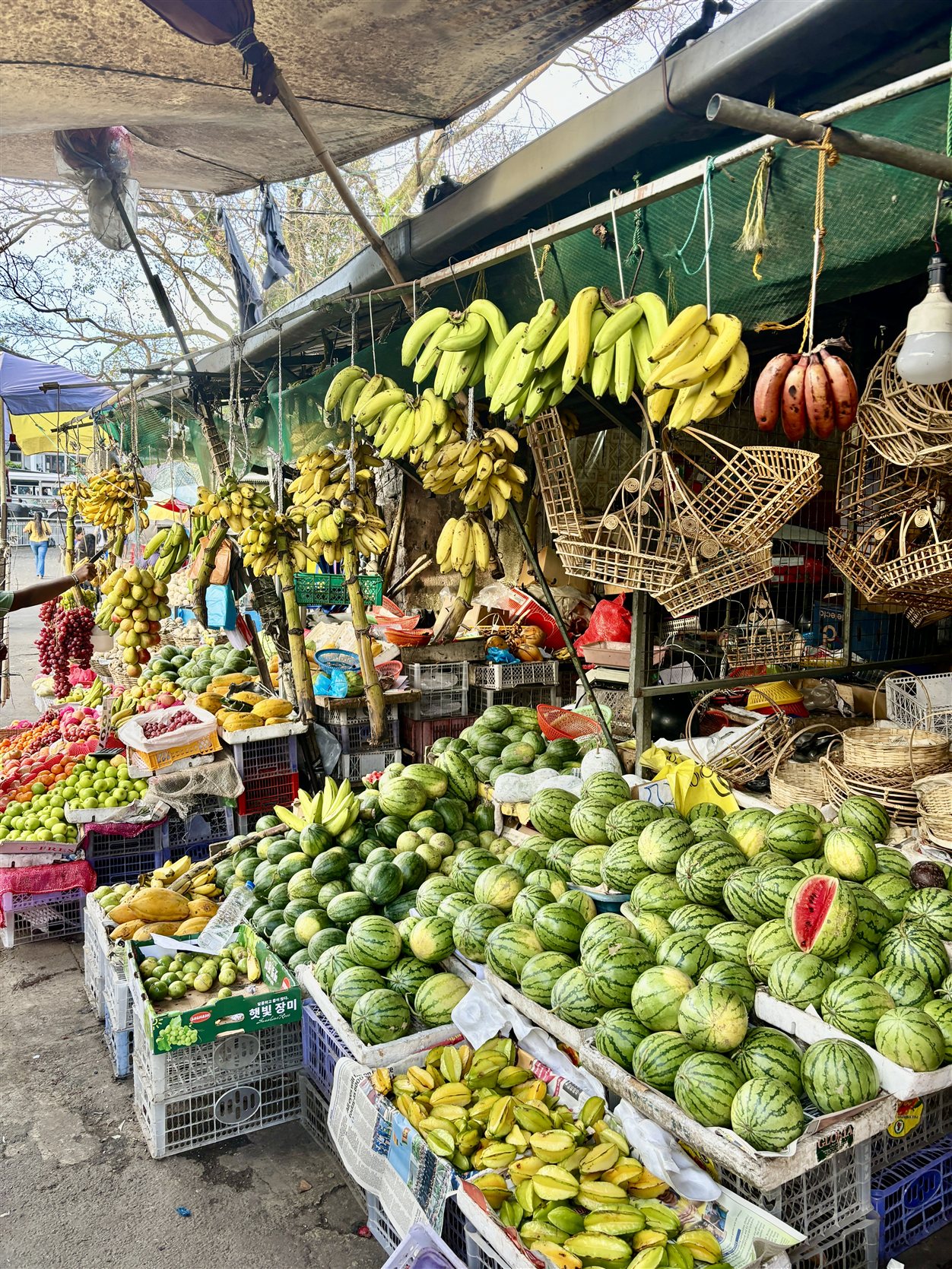 Fruitkraam langs de weg bij Kandy